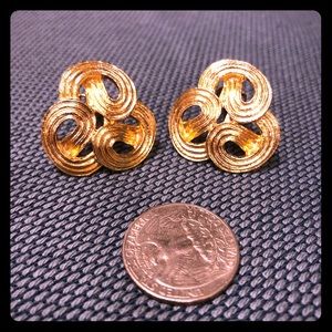 80’s Gold Tone Earrings resembling Celtic knot